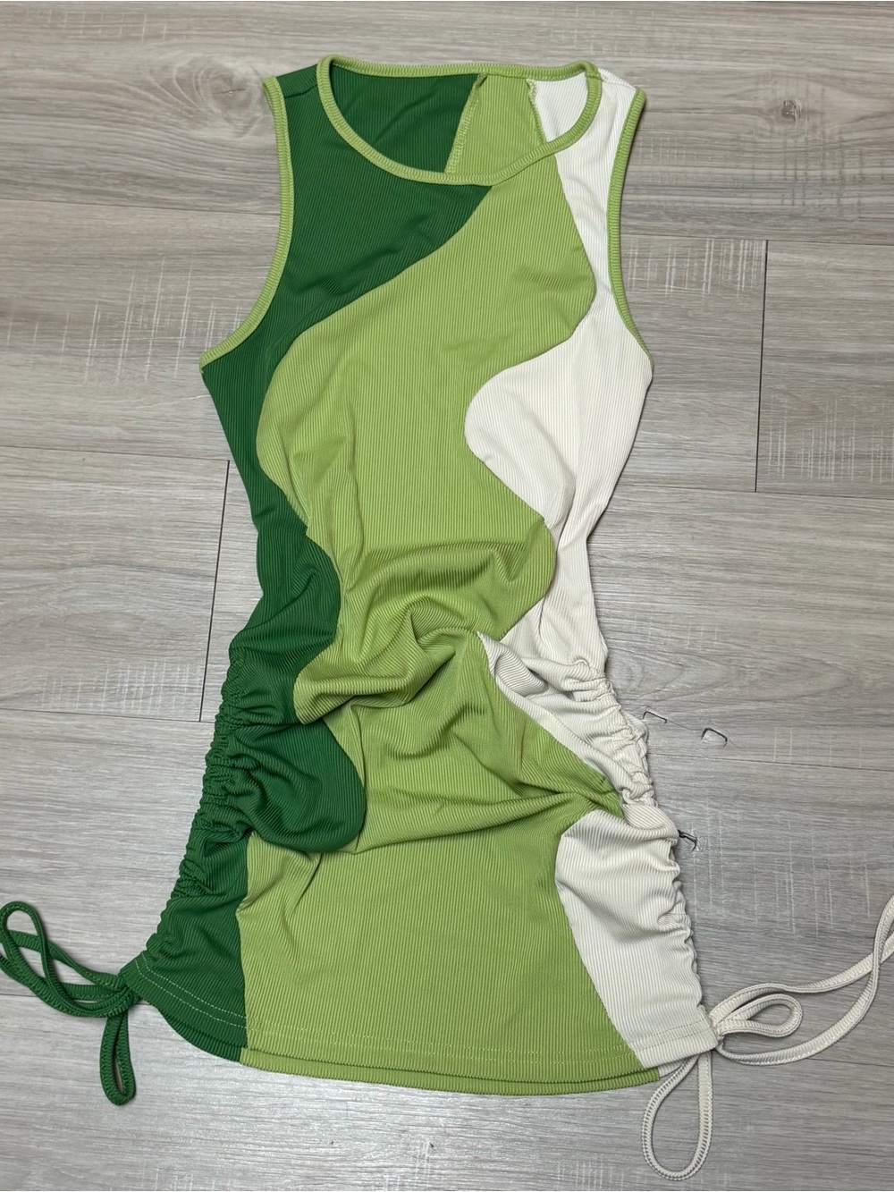 Neeno Drawstring Side Color Block Bodycon Tank Dress